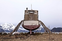 Abandoned drydocked boat in Seward Alaska 