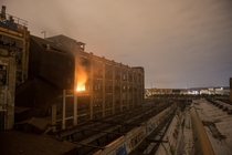 Abandoned Factory  on fire