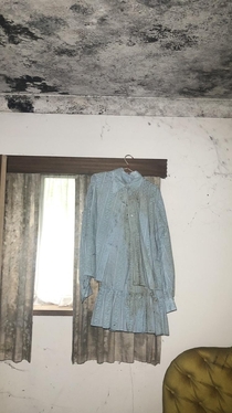 Abandoned farmhouse with everything left behind Has been unoccupied for  years Black mould on the ceiling was taking over s Link to video in comments if you want to see more
