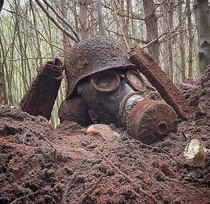 Abandoned gas mask in Russia
