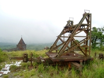 Abandoned gun mount Bokor Mountain Cambodia 