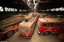 Abandoned Hangar full of Fire Trucks in Saint Barbe north-eastern France