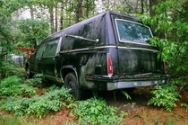 Abandoned Hearse In An Abandoned Junkyard Captured on mm Film 