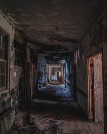 Abandoned hospital hallway