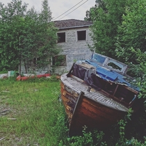 Abandoned house and boat in Norway Skien 
