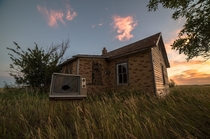 Abandoned house and TV North Dakota