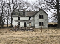 Abandoned house turned cow pasture North of Joplin Missouri