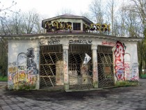 Abandoned kiosk in Vilnius Lithuania 