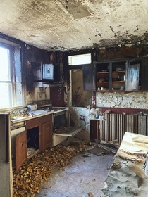 Abandoned kitchen after a small fire