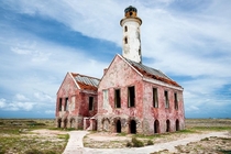 Abandoned lighthouse on uninhabited island