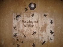 Abandoned mental institutionconcentration camp graffiti Rhode Island She whispered Winter 