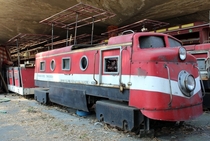 Abandoned miniature train locomotive in Mexico City 