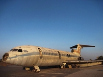 Abandoned passenger plane UNPA Nicosia Cyprus 