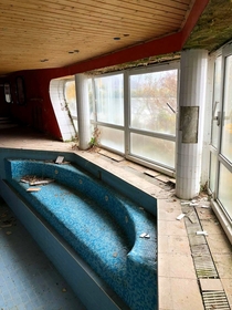 Abandoned pool with a nice view to the Danube in Hungary 