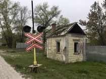 Abandoned railroad switch cabin