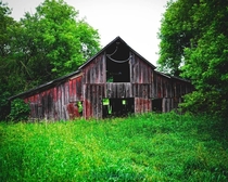 Abandoned red barn