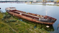 Abandoned russian ship in the port of Ravenna Italy