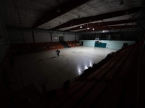 Abandoned School gym had power to  conveniently moody lights