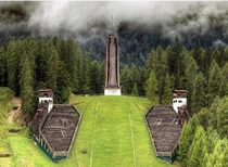Abandoned ski jump tower - Cortina Dampezzo Italy  winter Olympics