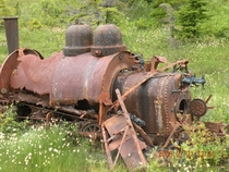 Abandoned Steam Engine in a meadow Anyox BC