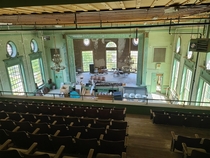 Abandoned theater in school that was turned into luxury apartments Sharon Massachusetts
