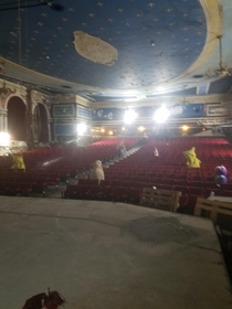 Abandoned theater with giant pokemon