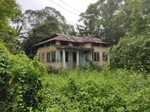 Abandoned tribal assamese house in the state of Assam in India