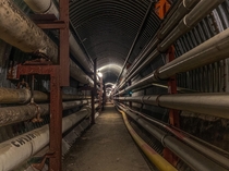 Abandoned underground NASA tunnels linking two defunct NASA buildings together before they cut the power to the property Demolition is now underway