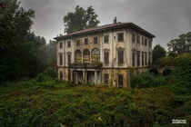 Abandoned villa in the rain