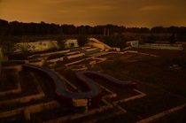 Abandoned waterpark at night Netherlands 