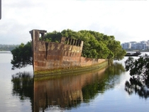 Abandoned wreck the SS Ayrfield at Homebush Bay Sydney Australia