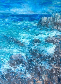 Acrylic painting of the waves at Pacific Grove California 