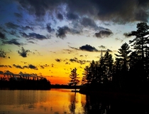 Adirondack pond at sunset