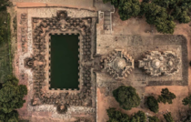 Aerial photograph of Sun Temple Modhera in Gujarat INDIA with stunning geometrical precision It dates back to  AD