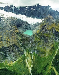 Aerial Shot of Fiordland National Park New Zealand 