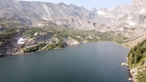 Aerial shot of Isabelle Glacier Lake Colorado 