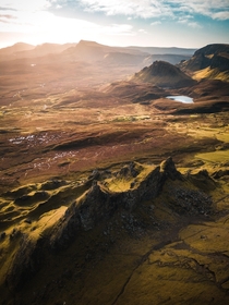 Aerial shot of The Quiraing Isle of Skye Scotland  IG dom_reardon_photo