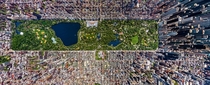 Aerial view of Central Park Manhattan New York City 