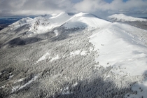 Aerial view of Medicine Bow Mountains in Colorado Rockies 