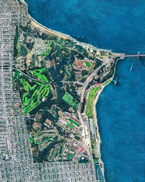Aerial view of San Francisco near golden gate bridge
