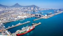 Aerial view of the main facilities of the Port of Capetown 