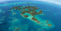Aerial view of the Rock Islands of Palau -  - Mandy Etpison