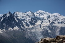 Aiguille du Midi Mont Blanc and Glaciers in front Haute-Savoie France 