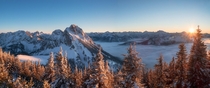 Amazing panoramic view of the Alps just before sunset go to your large monitor GermanyAustria 
