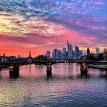Amazing sunset in Frankfurt Germany