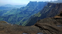 Amphitheatre Royal Natal National park South Africa in the dry river bed of the Tugela falls 