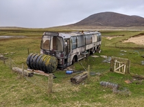 An abandoned bus that someone used to live in Isle of Harris Scotland