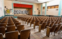 An abandoned middle school auditorium