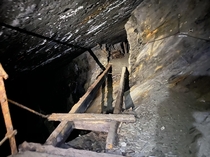 An abandoned mine that my friends and I explored in Wales On the left is a massive drop