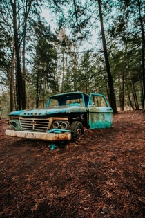 An abandoned truck in the forest of Severn Township Ontario